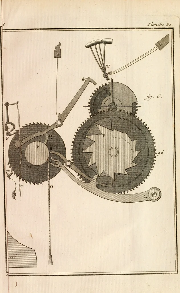 An illustration from Traité de l'horlogerie, méchanique et pratique : approuvé par l'Academie royale des sciences, 1741, leaf 292