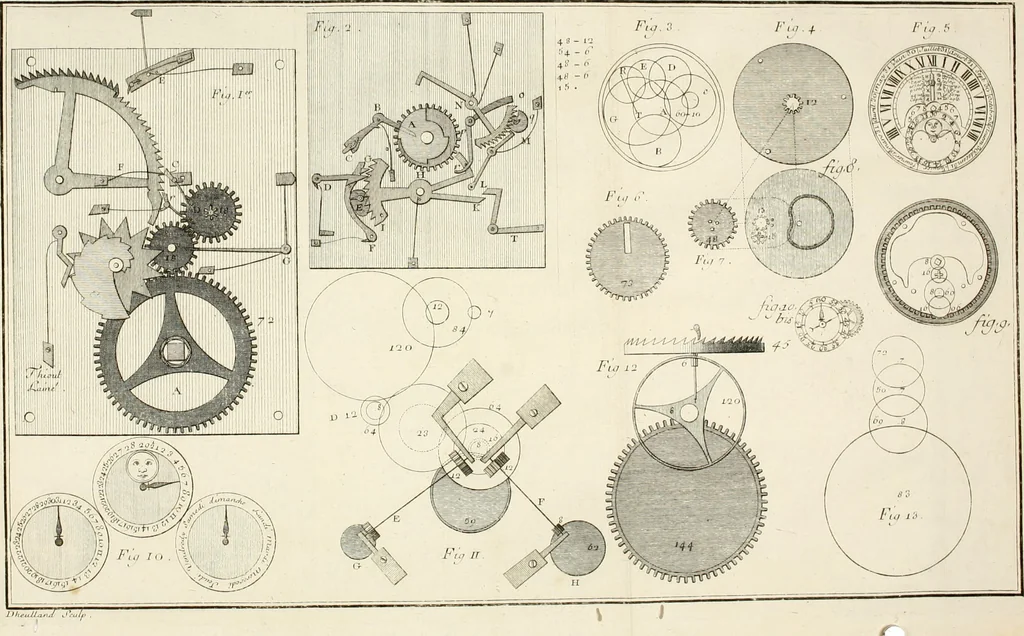 An illustration from Traité de l'horlogerie, méchanique et pratique : approuvé par l'Academie royale des sciences, 1741, leaf 297