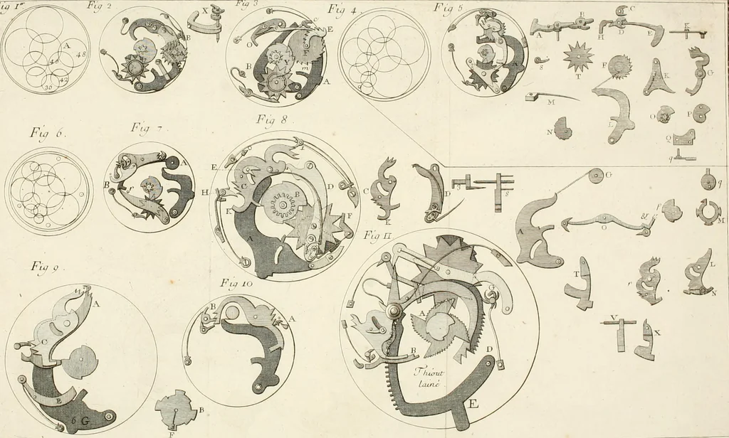 An illustration from Traité de l'horlogerie, méchanique et pratique : approuvé par l'Academie royale des sciences, 1741, leaf 301