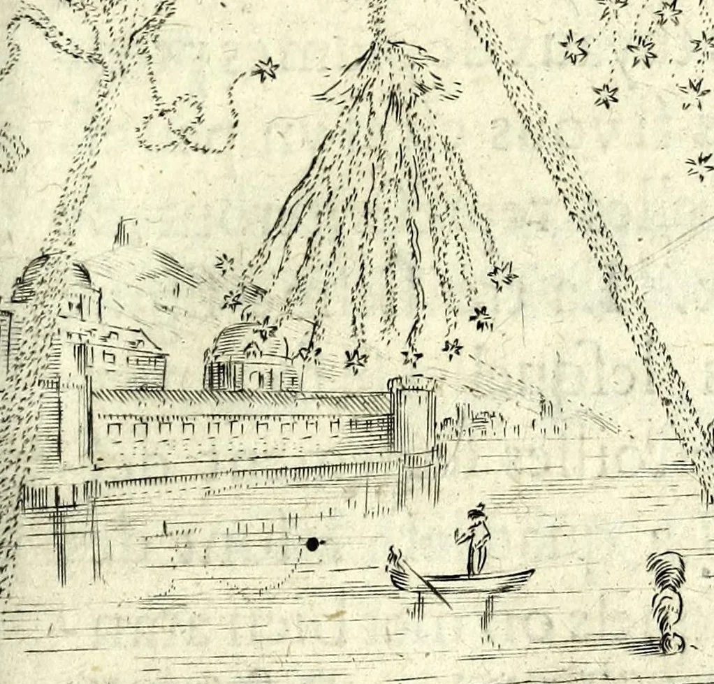 An illustration from Traité des feux artificiels pour la guerre et pour la recreation : auec plusieurs belles obseruations, abregez de geometrie, fortifications, horloges solairs, & exemples d'arithmetique, 1640, leaf 107
