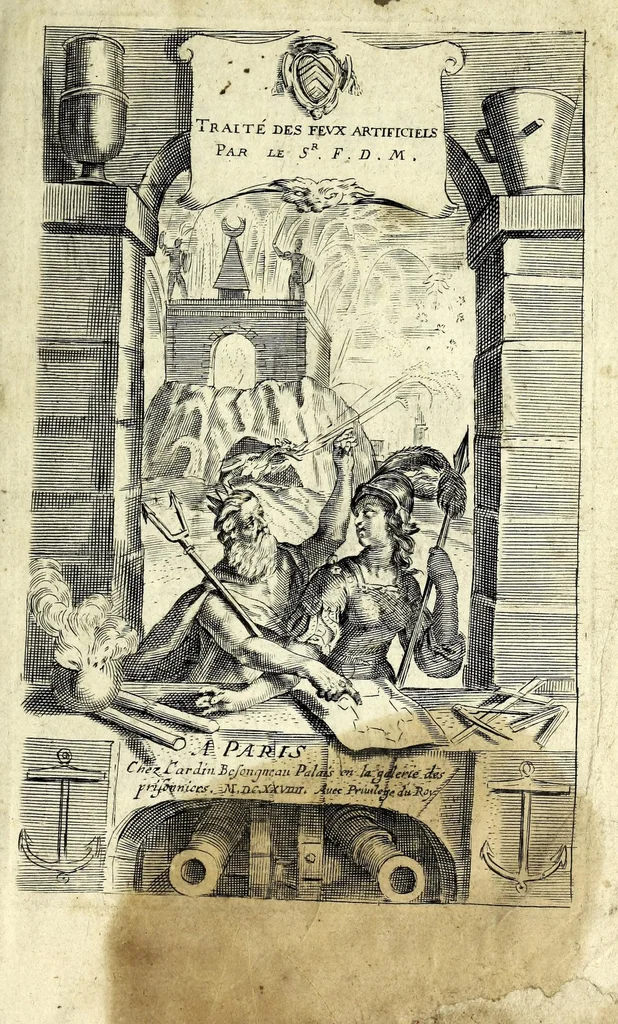 An illustration from Traité des feux artificiels pour la guerre et pour la recreation : auec plusieurs belles obseruations, abregez de geometrie, fortifications, horloges solairs, & exemples d'arithmetique, 1640, leaf 3