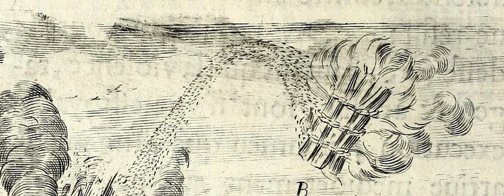 An illustration from Traité des feux artificiels pour la guerre et pour la recreation : auec plusieurs belles obseruations, abregez de geometrie, fortifications, horloges solairs, & exemples d'arithmetique, 1640, leaf 46