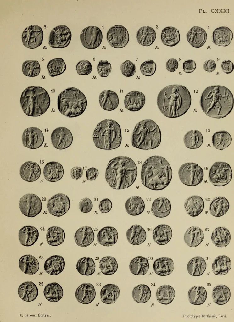An illustration from Traite des monnaies grecques et romaines;, 1901, leaf 102