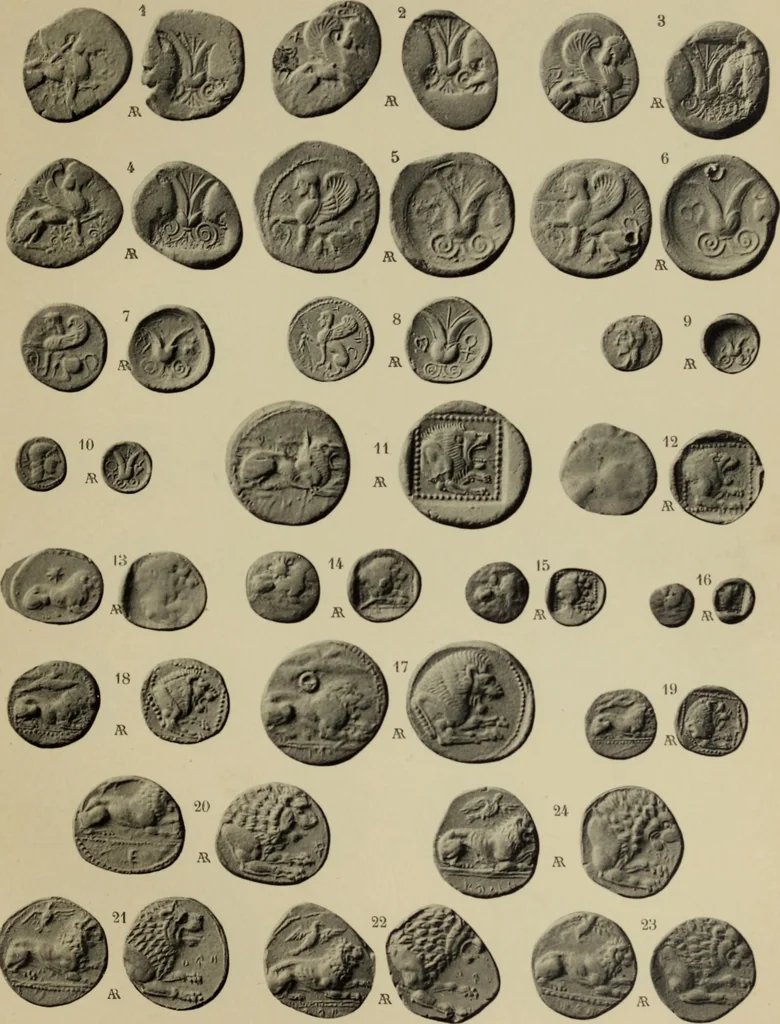 An illustration from Traite des monnaies grecques et romaines;, 1901, leaf 104