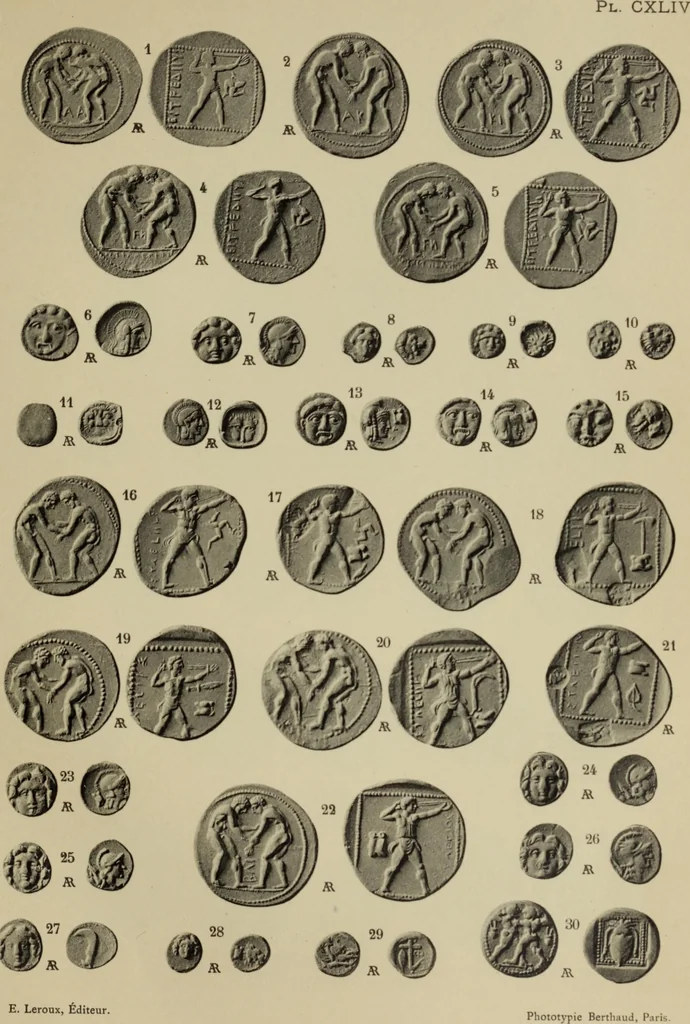 An illustration from Traite des monnaies grecques et romaines;, 1901, leaf 128