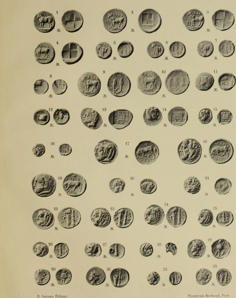 An illustration from Traite des monnaies grecques et romaines;, 1901, leaf 204