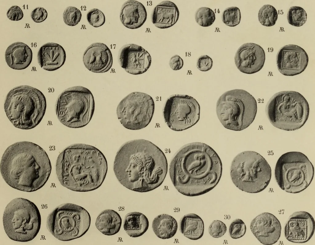 An illustration from Traite des monnaies grecques et romaines;, 1901, leaf 38