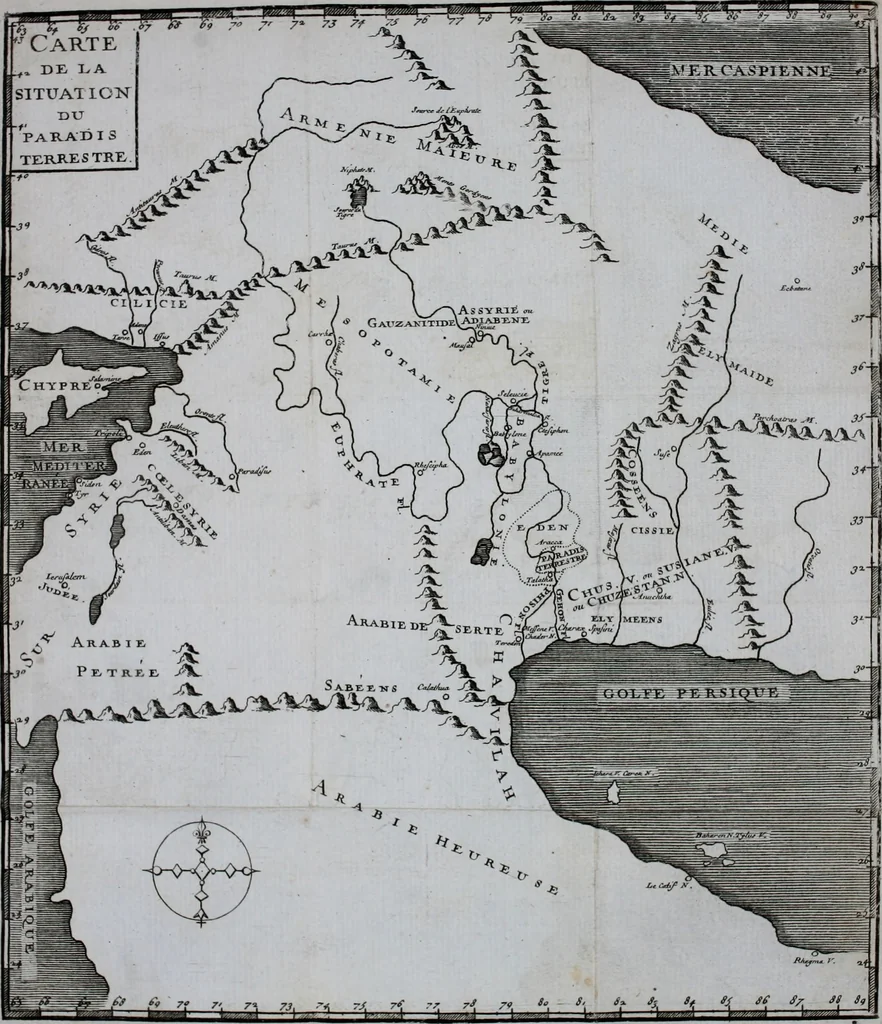 An illustration from Traitté de la situation du paradis terrestre. A messievrs de l'Academie françoise, 1641, leaf 9