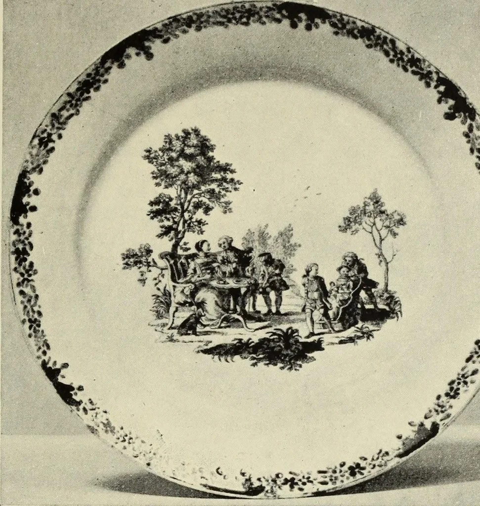 An illustration from Transfer printing on enamels, porcelain and pottery : its origin and development in the United Kingdom, 1907, leaf 34