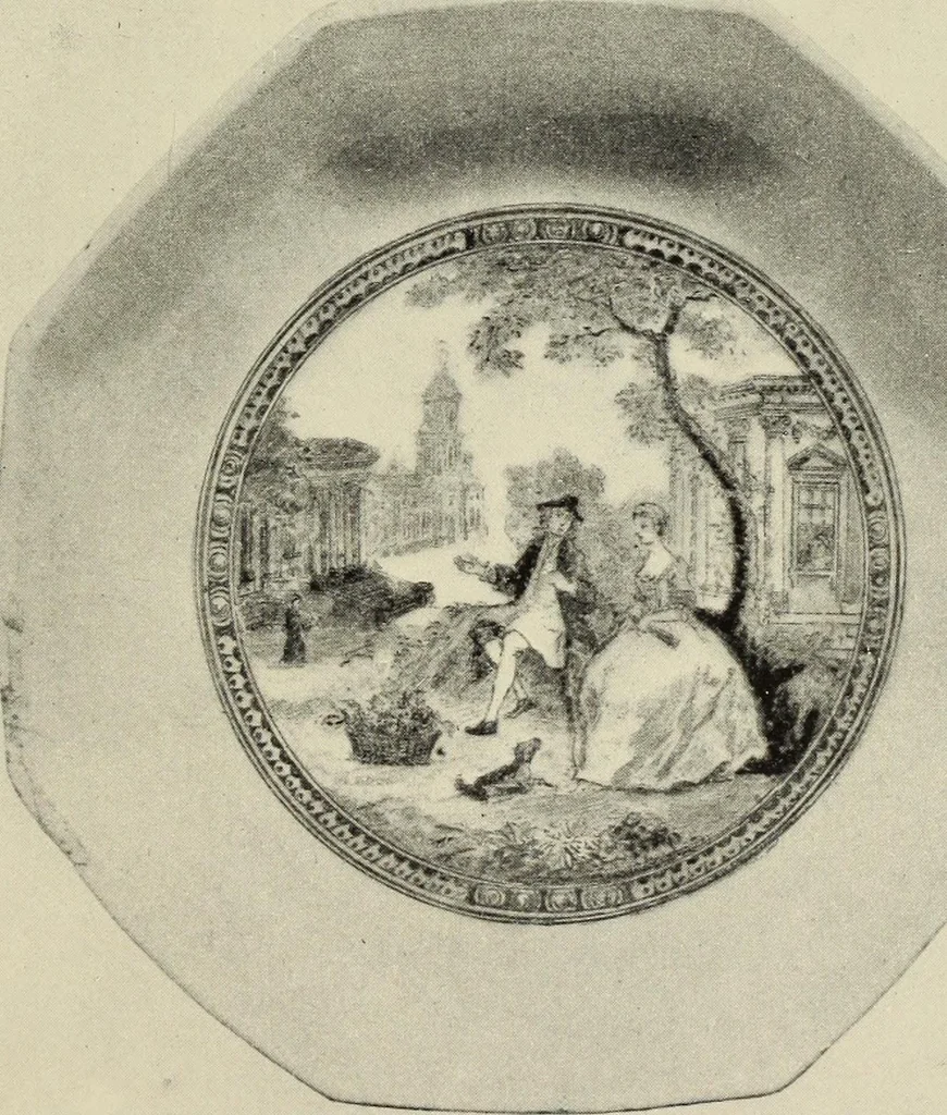 An illustration from Transfer printing on enamels, porcelain and pottery : its origin and development in the United Kingdom, 1907, leaf 34