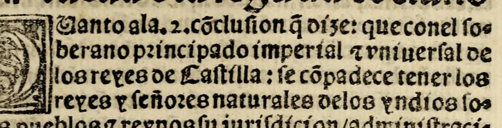 An illustration from Tratado co[m]probatorio del Imperio soberano y principado vniuersal que los Reyes de Castilla y Leon tienen sobre las Indias:, 1553, leaf 153