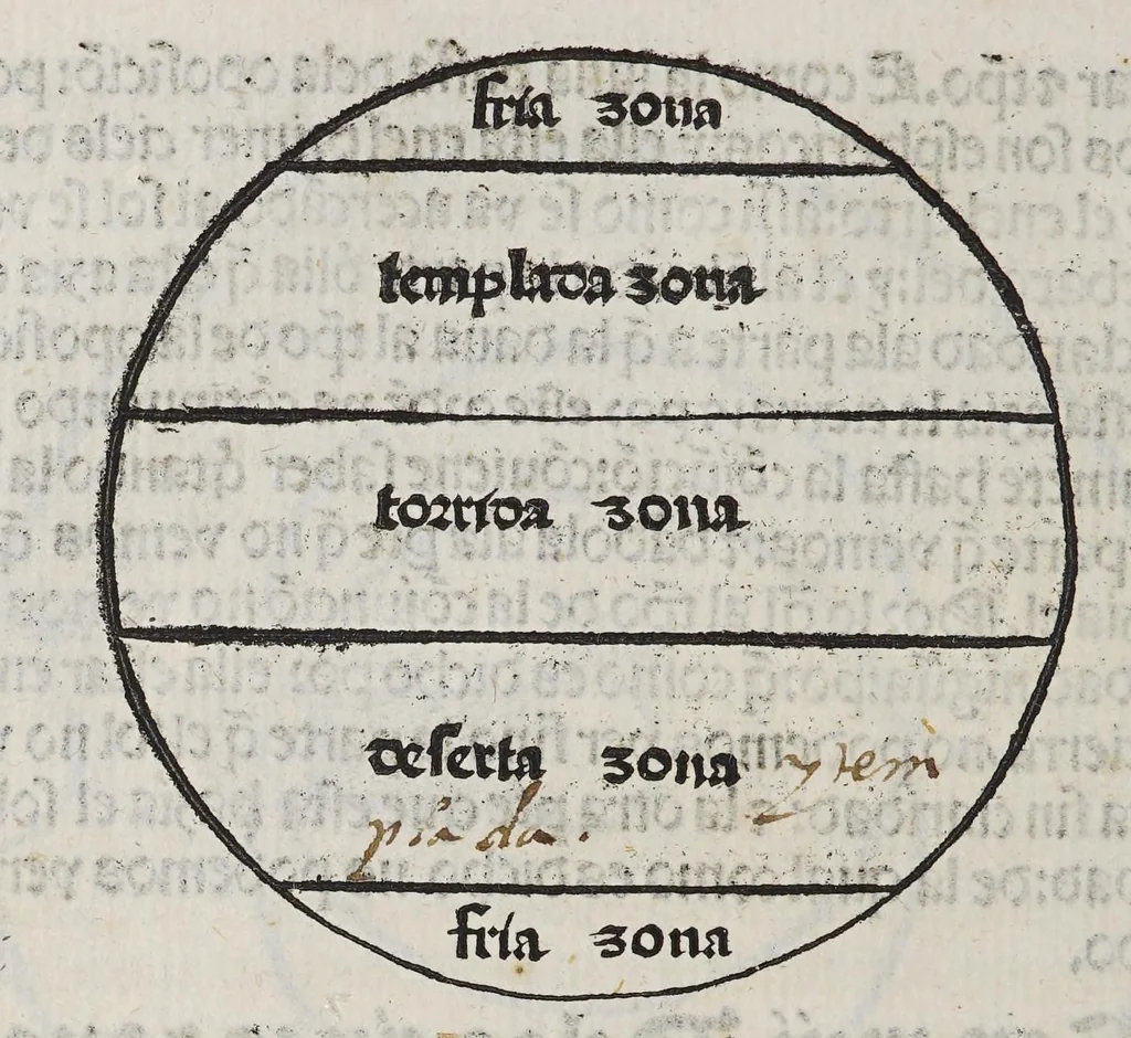 An illustration from Tratado del esphera y del arte del marear : con el regimie[n]to de las alturas : co[n] algu[n]as reglas nueuame[n]te escritas muy necessarias, 1535, leaf 42