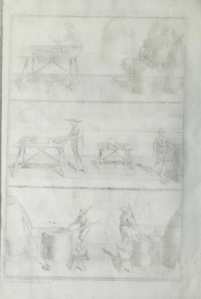 An illustration from Tratado instructivo, y práctico, sobre el arte de la tintura : reglas experimentadas y metódicas para tintar sedas, lanas, hilos de todas clases, y esparto en rama, 1778, leaf 302