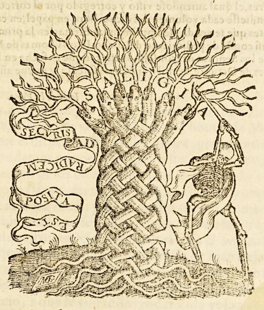 An illustration from Tratos y contratos de mercaderes y tratantes discididos y determinados,, 1569, leaf 7