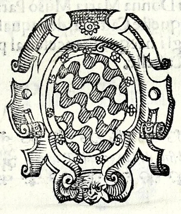 An illustration from Trattato de gli huomini illvstri di Bologna : diviso in tre parti : nella prima parte si contegono i prelati, nella seconda i titolari, & nella terza i dottori, i caualieri, i capitani, et il senato, 1590, leaf 103