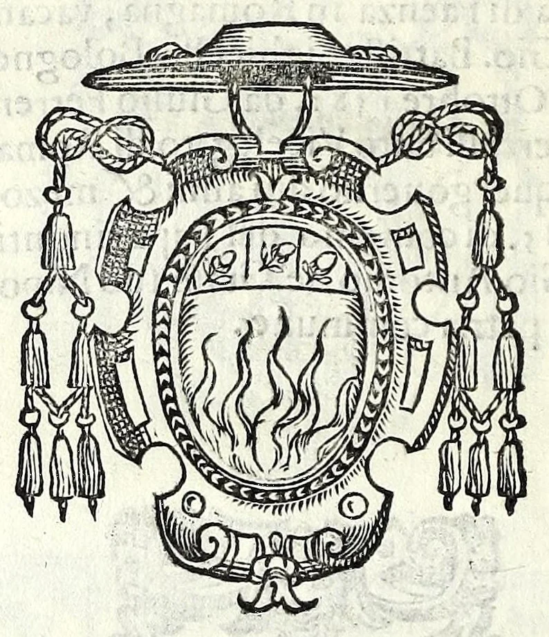 An illustration from Trattato de gli huomini illvstri di Bologna : diviso in tre parti : nella prima parte si contegono i prelati, nella seconda i titolari, & nella terza i dottori, i caualieri, i capitani, et il senato, 1590, leaf 38