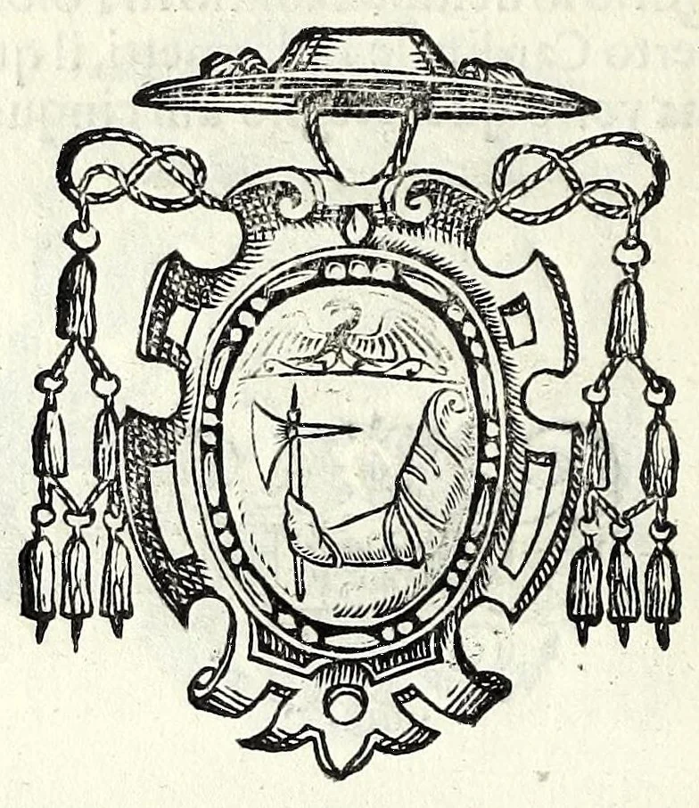 An illustration from Trattato de gli huomini illvstri di Bologna : diviso in tre parti : nella prima parte si contegono i prelati, nella seconda i titolari, & nella terza i dottori, i caualieri, i capitani, et il senato, 1590, leaf 42