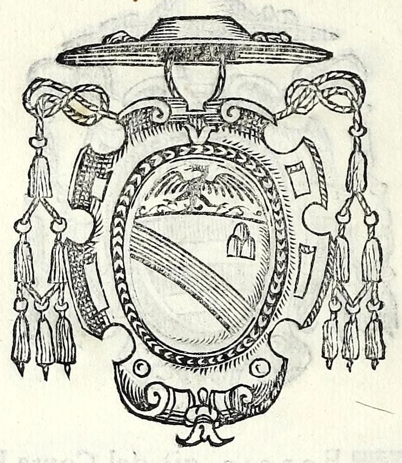 An illustration from Trattato de gli huomini illvstri di Bologna : diviso in tre parti : nella prima parte si contegono i prelati, nella seconda i titolari, & nella terza i dottori, i caualieri, i capitani, et il senato, 1590, leaf 50