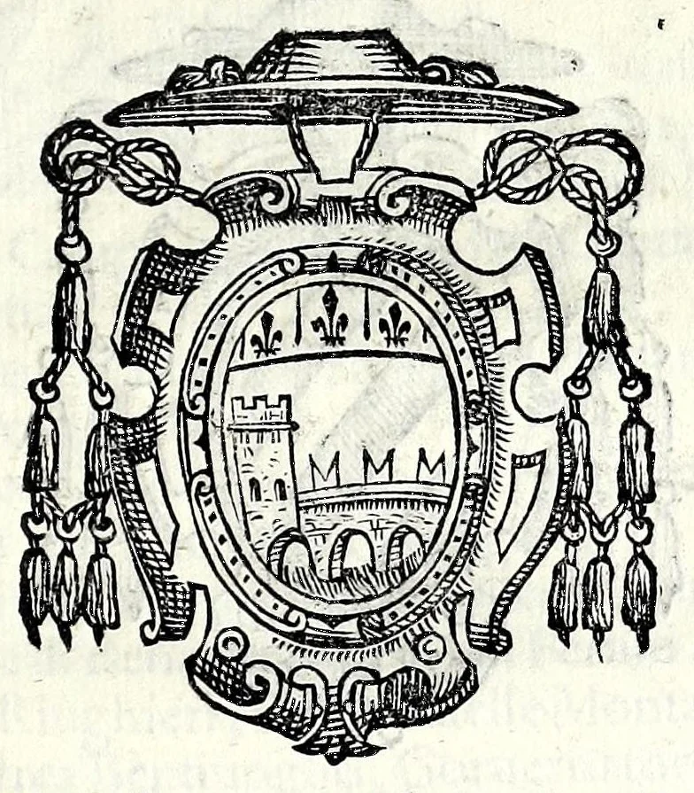 An illustration from Trattato de gli huomini illvstri di Bologna : diviso in tre parti : nella prima parte si contegono i prelati, nella seconda i titolari, & nella terza i dottori, i caualieri, i capitani, et il senato, 1590, leaf 61
