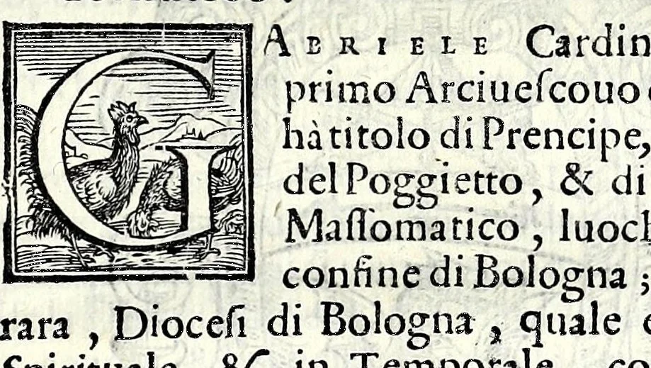 An illustration from Trattato de gli huomini illvstri di Bologna : diviso in tre parti : nella prima parte si contegono i prelati, nella seconda i titolari, & nella terza i dottori, i caualieri, i capitani, et il senato, 1590, leaf 65