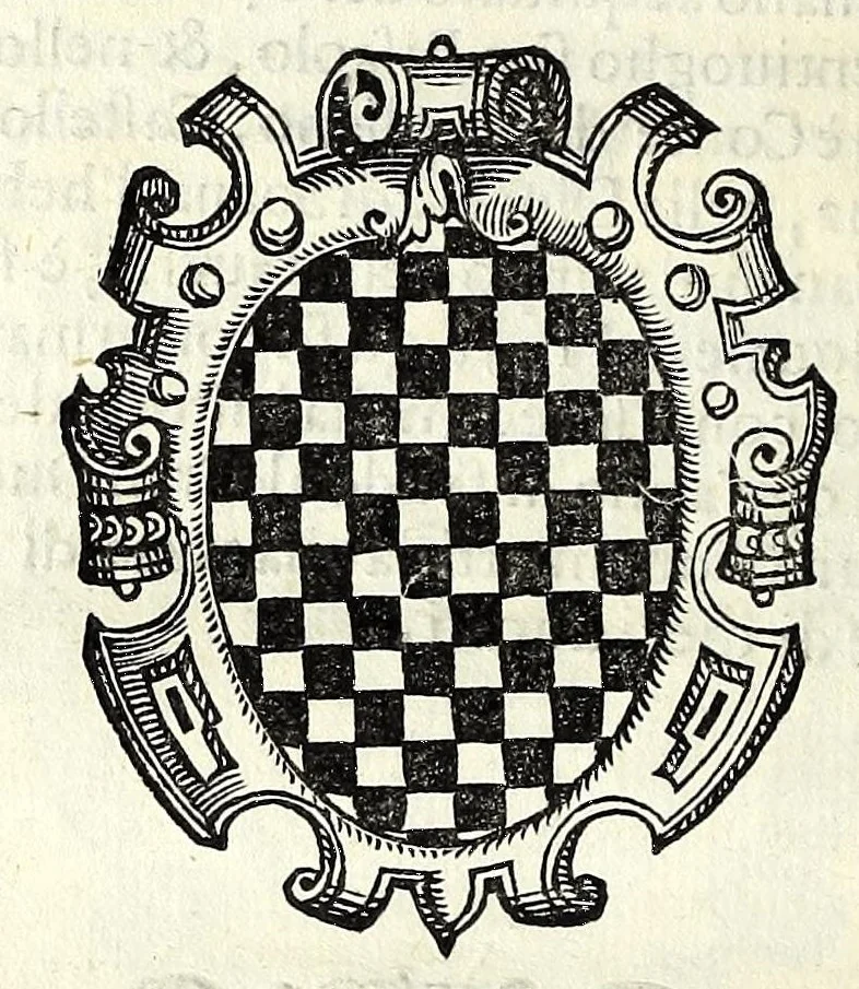 An illustration from Trattato de gli huomini illvstri di Bologna : diviso in tre parti : nella prima parte si contegono i prelati, nella seconda i titolari, & nella terza i dottori, i caualieri, i capitani, et il senato, 1590, leaf 74