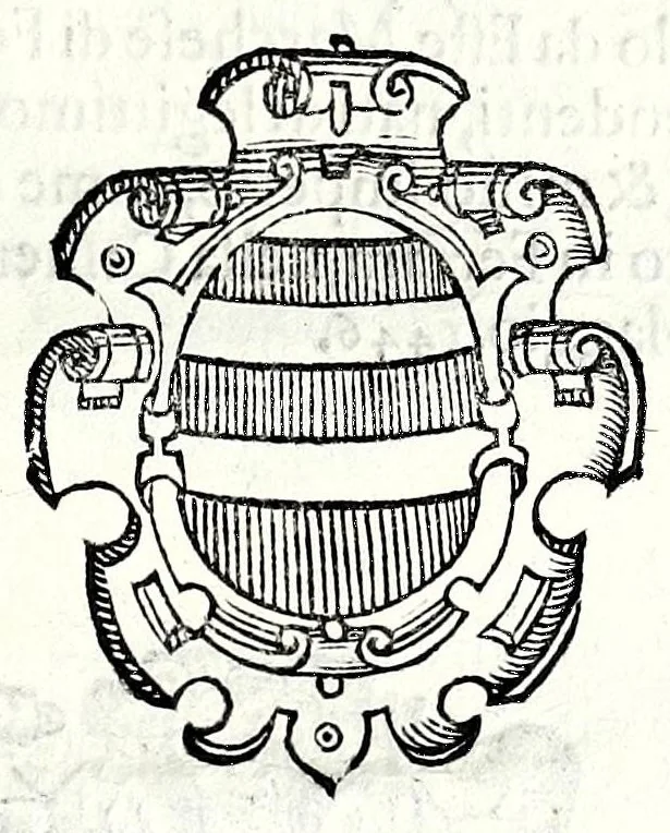 An illustration from Trattato de gli huomini illvstri di Bologna : diviso in tre parti : nella prima parte si contegono i prelati, nella seconda i titolari, & nella terza i dottori, i caualieri, i capitani, et il senato, 1590, leaf 83