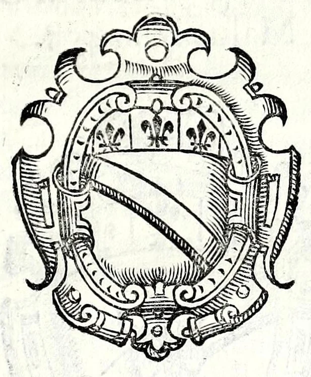 An illustration from Trattato de gli huomini illvstri di Bologna : diviso in tre parti : nella prima parte si contegono i prelati, nella seconda i titolari, & nella terza i dottori, i caualieri, i capitani, et il senato, 1590, leaf 85