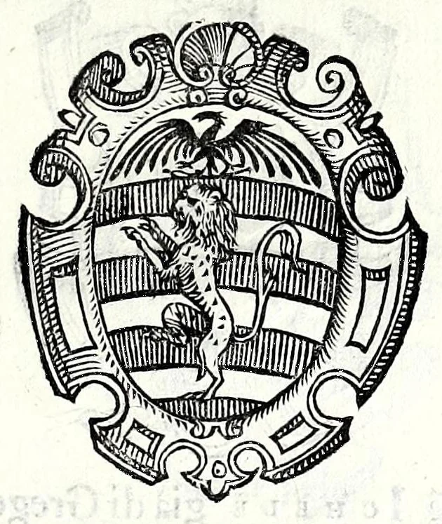 An illustration from Trattato de gli huomini illvstri di Bologna : diviso in tre parti : nella prima parte si contegono i prelati, nella seconda i titolari, & nella terza i dottori, i caualieri, i capitani, et il senato, 1590, leaf 99