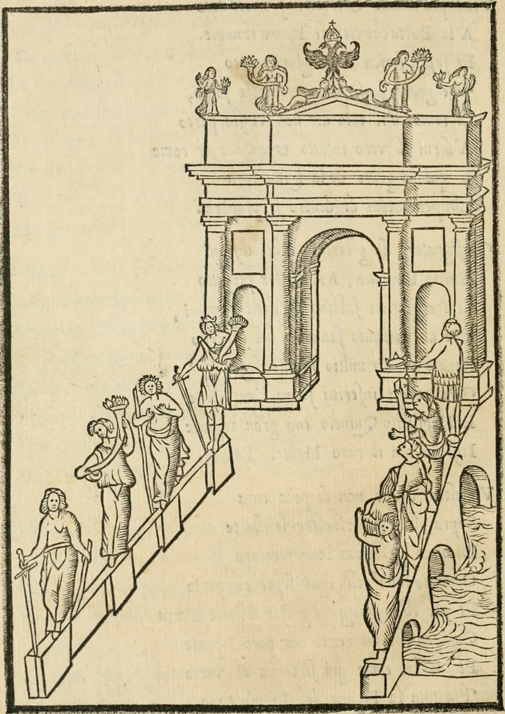 An illustration from Trattato del' intrar in Milano di Carlo V C. sempre aug. : con le proprie figure de li Archi, & per ordine, li nobili vassalli & prencipi & signori cesarei, 1541, leaf 23
