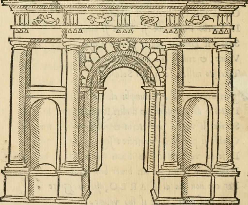 An illustration from Trattato del' intrar in Milano di Carlo V C. sempre aug. : con le proprie figure de li Archi, & per ordine, li nobili vassalli & prencipi & signori cesarei, 1541, leaf 55