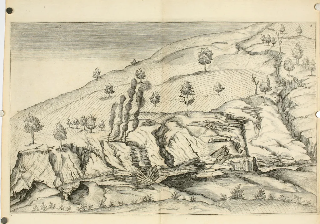 An illustration from Trattato del legno fossile minerale nuouamente scoperto : nel quale breuemente si accenna la varia & mutabil natura di detto legno, rappresentatoui con alcune figure, che mostrano il luogo doue nasce, la diuersità dell'onde che in esso si vedono, e le sue così varie e marauigliose forme, 1637, leaf 19