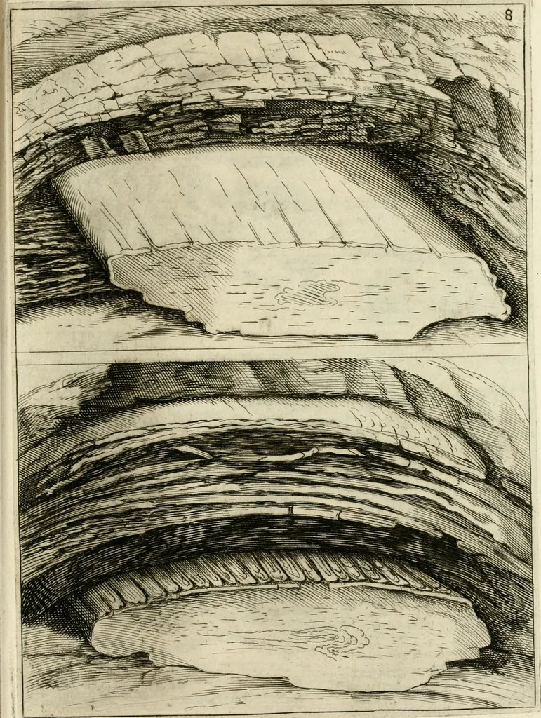 An illustration from Trattato del legno fossile minerale nuouamente scoperto : nel quale breuemente si accenna la varia & mutabil natura di detto legno, rappresentatoui con alcune figure, che mostrano il luogo doue nasce, la diuersità dell'onde che in esso si vedono, e le sue così varie e marauigliose forme, 1637, leaf 30