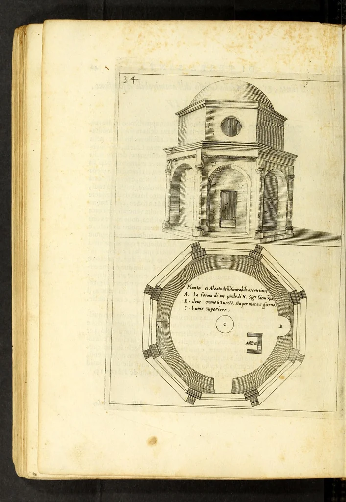An illustration from Trattato delle piante & immagini de sacri edifizi di Terra Santa : disegnate in Ierusalemme secondo le regole della prospettiua, & uera misura della lor grandezza, 1620, leaf 122