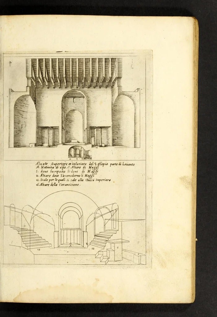 An illustration from Trattato delle piante & immagini de sacri edifizi di Terra Santa : disegnate in Ierusalemme secondo le regole della prospettiua, & uera misura della lor grandezza, 1620, leaf 29