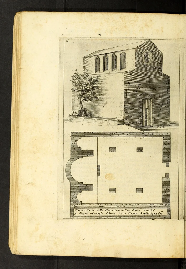 An illustration from Trattato delle piante & immagini de sacri edifizi di Terra Santa : disegnate in Ierusalemme secondo le regole della prospettiua, & uera misura della lor grandezza, 1620, leaf 60