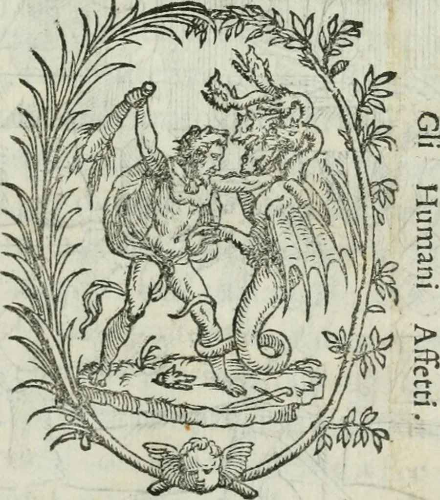 An illustration from Trattato dell'imbrigliare, maneggiare, et ferrare cavalli : diviso in tre parti, con alcvni discorsi sopra la natura di caualli, con disegni di briglie, maneggi, & di caualieri a cauallo, & de ferri d'esso, 1556, leaf 4