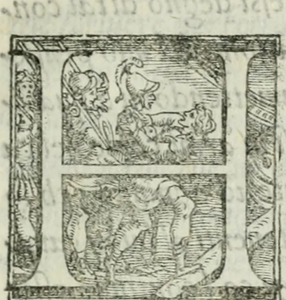 An illustration from Trattato dell'imbrigliare, maneggiare, et ferrare cavalli : diviso in tre parti, con alcvni discorsi sopra la natura di caualli, con disegni di briglie, maneggi, & di caualieri a cauallo, & de ferri d'esso, 1556, leaf 8