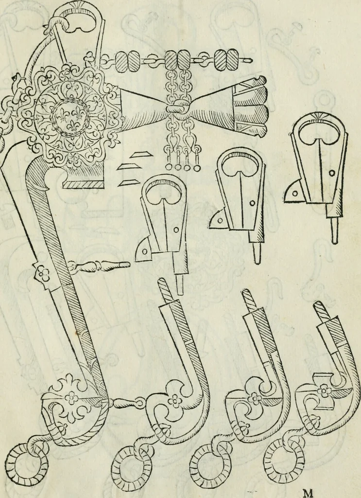An illustration from Trattato dell'imbrigliare, maneggiare, et ferrare cavalli : diviso in tre parti, con alcvni discorsi sopra la natura di caualli, con disegni di briglie, maneggi, & di caualieri a cauallo, & de ferri d'esso, 1556, leaf 92