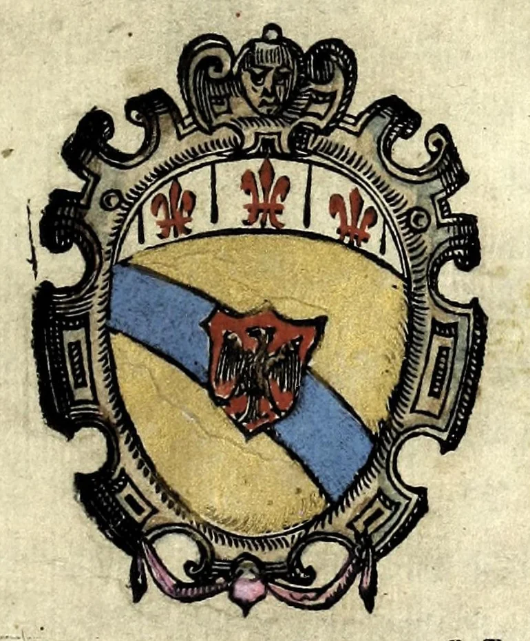 An illustration from Trattato dello schermo d'Angelo Vizani dal Montone bolognese : nel quale discorre intorno all'eccellenza dell'armi, & delle lettere, & intorno all'offesa, & difesa : et insegna vno schermo di spada sola sicuro, e singolare : con vna tauola copiosissma, 1588, leaf 5