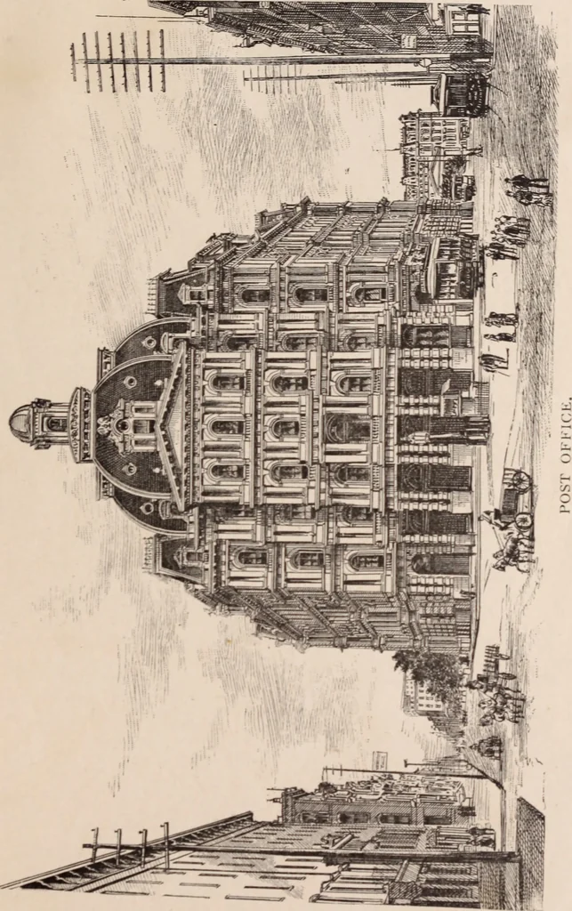 An illustration from Travellers' guide, New York, 1883, leaf 18