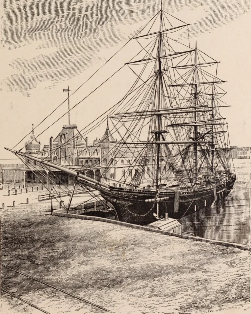 An illustration from Travellers' guide, New York, 1883, leaf 28
