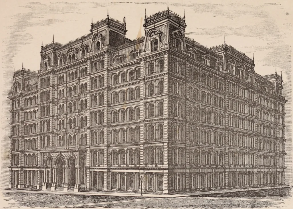 An illustration from Travellers' guide, New York, 1883, leaf 36