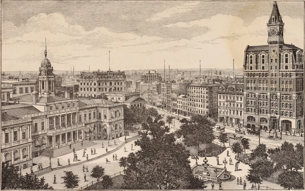 An illustration from Travellers' guide, New York, 1883, leaf 4