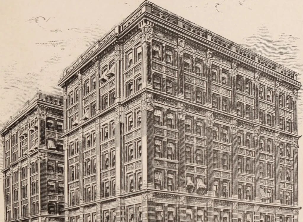 An illustration from Travellers' guide, New York, 1883, leaf 74
