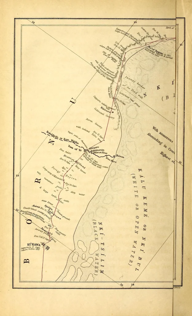 An illustration from Travels and discoveries in North and Central Africa : being a journal of an expedition undertaken under the auspices of H.B.M.'s government in the years 1849-1855, 1857, leaf 42