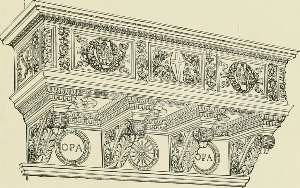 An illustration from Travels in South Kensington, with notes on Decorative art and architecture in England, 1882, leaf 68