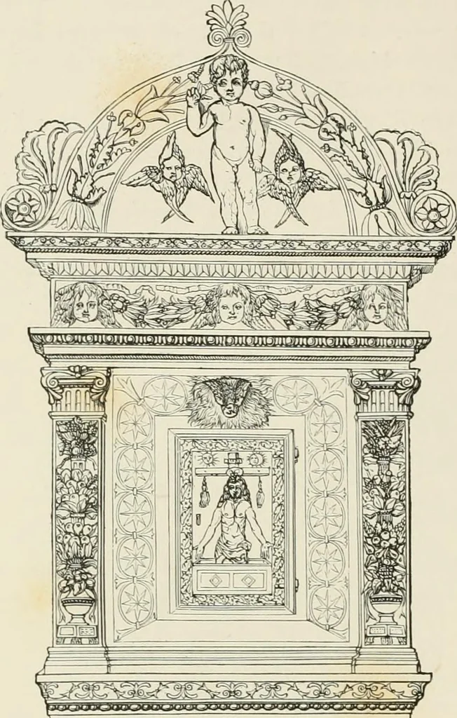 An illustration from Travels in South Kensington, with notes on Decorative art and architecture in England, 1882, leaf 69
