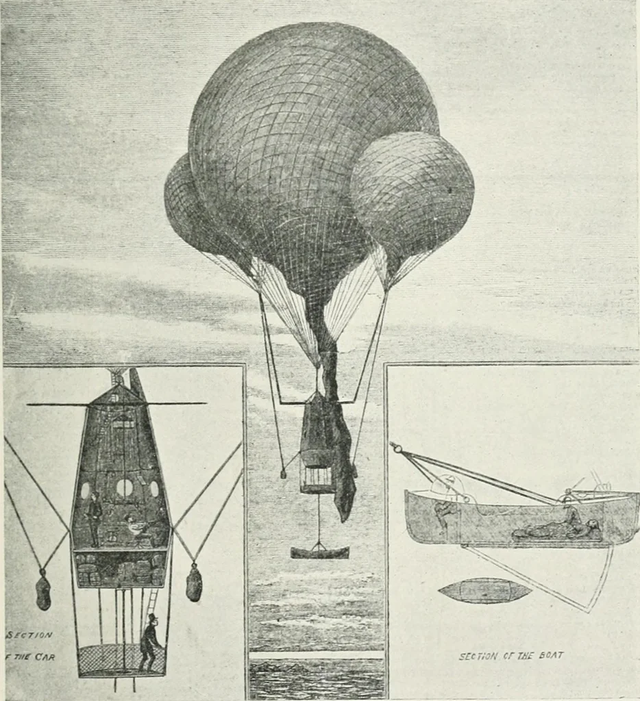 An illustration from Travels in space; a history of aerial navigation, 1902, leaf 130