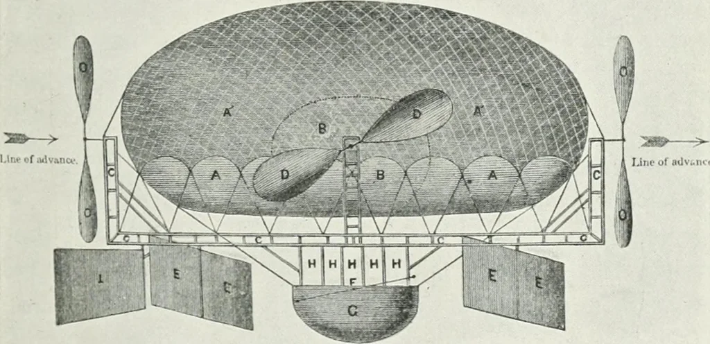An illustration from Travels in space; a history of aerial navigation, 1902, leaf 182