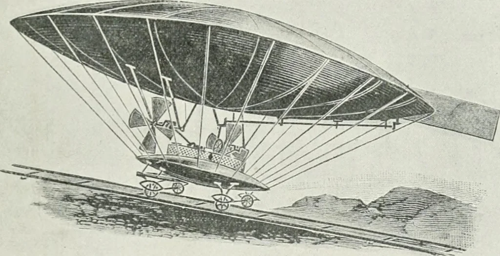 An illustration from Travels in space; a history of aerial navigation, 1902, leaf 192